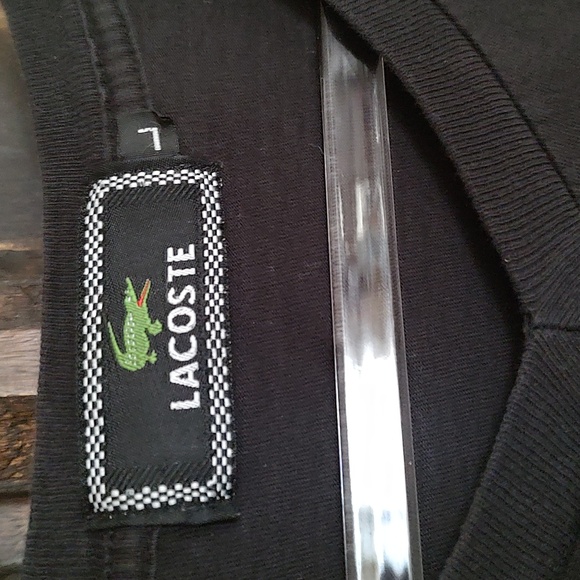 Lacoste Black V-neck Short Sleeve Tee w/ Alligator Logo - Picture 2 of 5